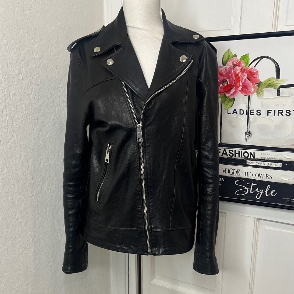 Street Leathers Black Leather Moto Jacket Size S